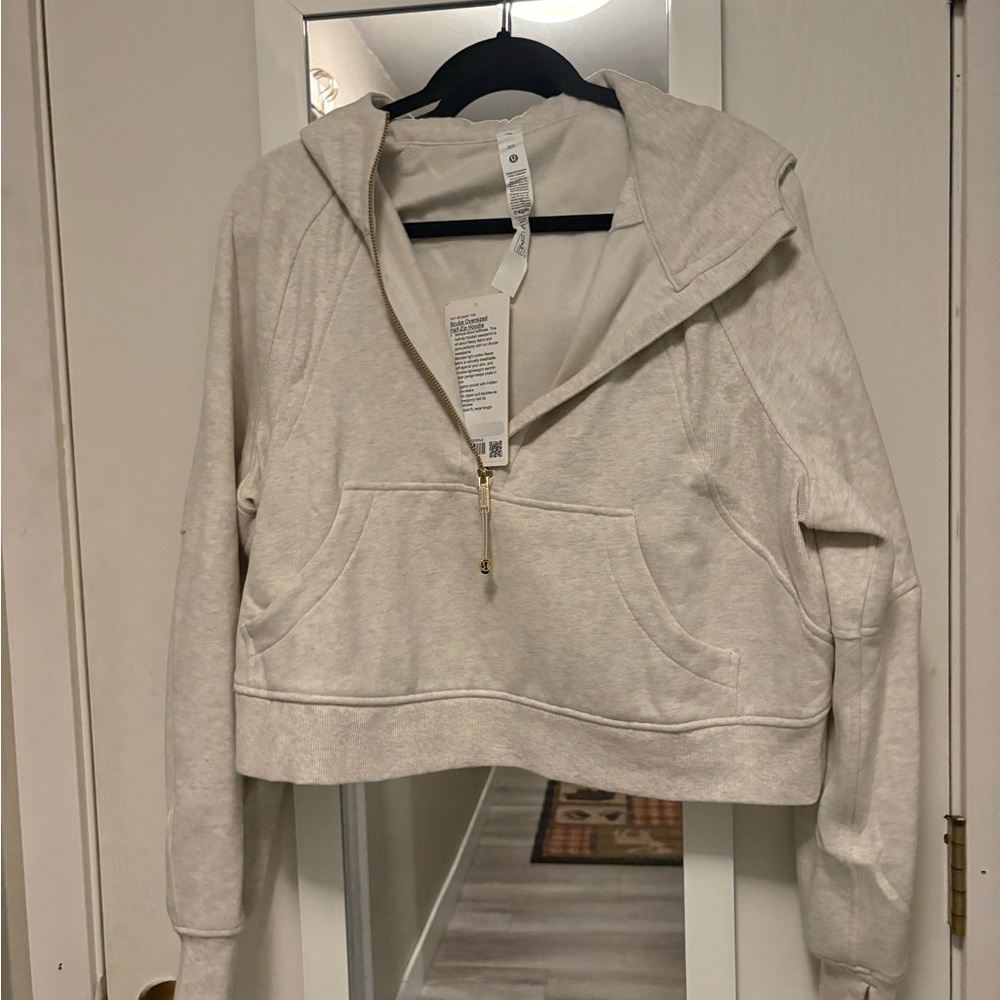 Women's Heathered Bone Oversized Half Zip Scuba Hoodie